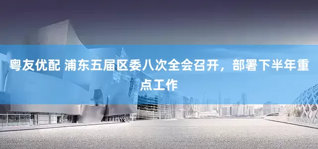 粤友优配 浦东五届区委八次全会召开，部署下半年重点工作