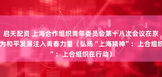 启天配资 上海合作组织青年委员会第十八次会议在京举行—— 为和平发展注入青春力量（弘扬“上海精神”：上合组织在行动）