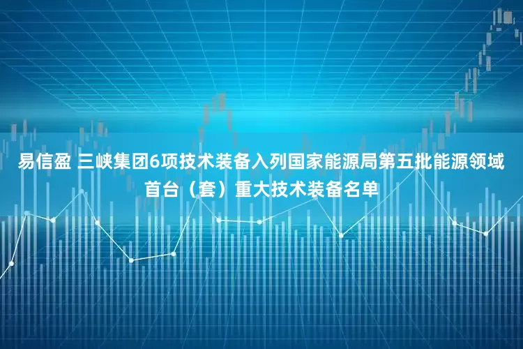 易信盈 三峡集团6项技术装备入列国家能源局第五批能源领域首台（套）重大技术装备名单